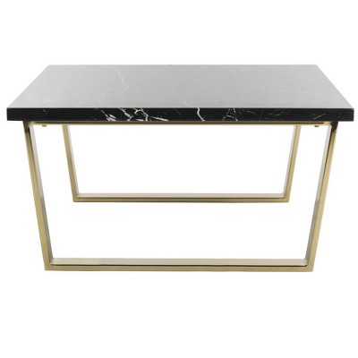 Carmen Black Marble and Brass Square Coffee Table