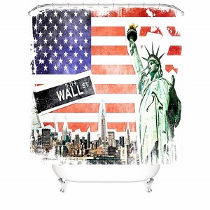 Statue Of Liberty American Flag Shower Curtains for Bathroom Waterproof Fabric Bath Curtain Durable Soft Stylish Bathroom Decor 72x72 Inch - 1 of 1