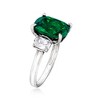 Ross-Simons 6.25 Carat Simulated Emerald and 1.10 ct. t.w. CZ 3-Stone Ring in Sterling Silver - 3 of 4