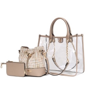 MKF Collection Diva PVC Clear Tote Bag with Tweed Bucket Bag by Mia K - 1 of 4