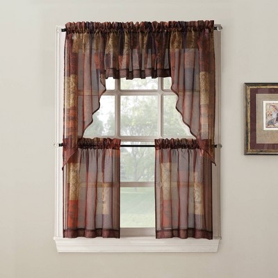 Eden 56" x 14" Brick Red Sheer Rod Pocket Valance