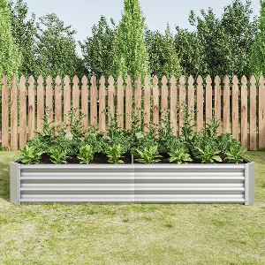 Lyngins 8x4x1ft Raised Garden Beds Outdoor, Galvanized Metal Planter, Open Bottom, Anti-Rust, Outdoor Planter Bed for Flowers,Vegetables, Herbs - 1 of 4