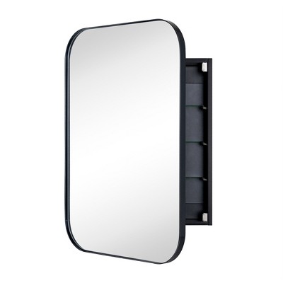 TEHOME Surface and Recessed Mount Rectangular Stainless Steel Metal Framed Bathroom Medicine Cabinet with Mirror