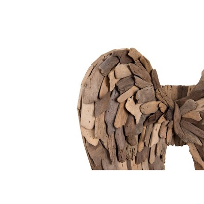 Natural Driftwood Angel Wings Vertical Wall Sculpture, 24" Height