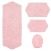 Waterford Tufted Bath Rug, Extra Soft and Absorbent, Non-Slip Bath Mats, Machine Washable bath rugs, 4 Pcs Set with Toilet Lid Cover, Pink - 2 of 4