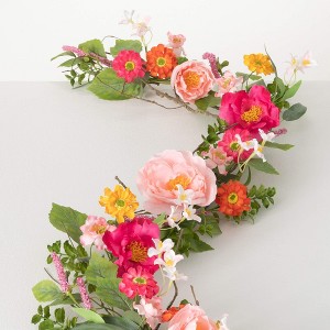 Sullivans Artificial 66.25" Vibrant Floral Garland - 1 of 4