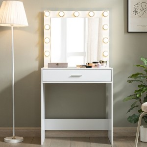 CAVINAS Stylish Small Vanity Desk with Mirror with Drawers Pink Vanity with Large Drawers Small Vanity Desk for Bedroom - 1 of 4