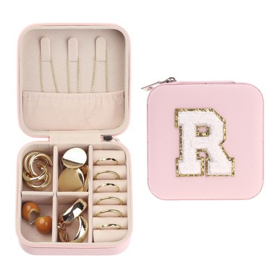 Unique Bargains Women Teen Girl Gifts Small Portable PU Leather Pink Jewelry Case Storage