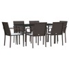 vidaXL Patio Dining Set Table and Chair with Cushions Poly Rattan and Steel - Brown 63" Table Length 6 Chairs - 3 of 4