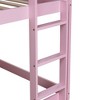 MATEERTY Solid Wooden, Twin Floor Bunk Bed wit Ladder, Upper and Bottom Bed Platforms Crafted with Stregthened Slats Pink - 4 of 4