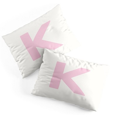 Deny Designs Standard April Lane Art Block Pink Monogram K Microfiber Printed Pillow Sham