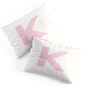 Deny Designs Standard April Lane Art Block Pink Monogram K Microfiber Printed Pillow Sham - 1 of 3