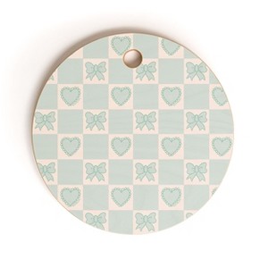 Doodle By Meg Blue Bow Checkered Print Cutting Board - Round - 1 of 3