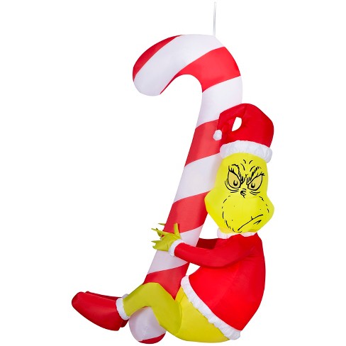 Gemmy Christmas Inflatable Hanging Grinch with Candy Cane, 4.5 ft Tall, Multi - image 1 of 4