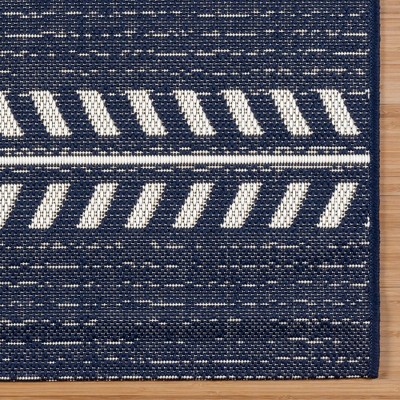Navy and White Striped Synthetic Flatweave 6' x 9' Area Rug