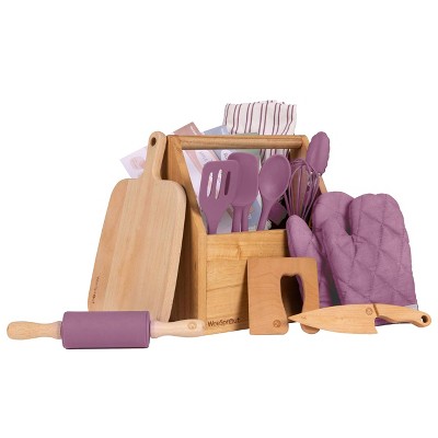 WeeSprout Little Chef Kids Cooking & Baking Set, 14 Piece Cooking Set with Real Kitchen Tools & Kids Apron, Baking Gift for Girls, Boys & Junior Chefs