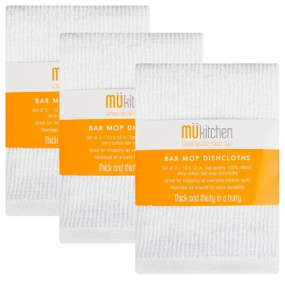 3pk Bar Mop Kitchen Towel White - MU Kitchen