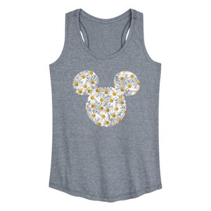 Women's - Disney - Mickey Head Daisies Graphic Racerback Tank - 1 of 4