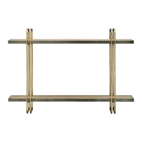 32.3 X 22 2 Tier Metal And Wood Hanging Bracket Wall Mounted Shelf Gold -  Danya B. : Target