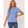 Allegra K Women's Work Office Half Placket Ruffled Puff Sleeve Blouse - 2 of 4