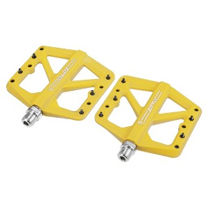 Unique Bargains Nylon Rear Foot Peg Flat Pedal Footrests Fit 9/16 Inch Axles BMX MTB Bicycle Yellow 1 Pair - 1 of 4