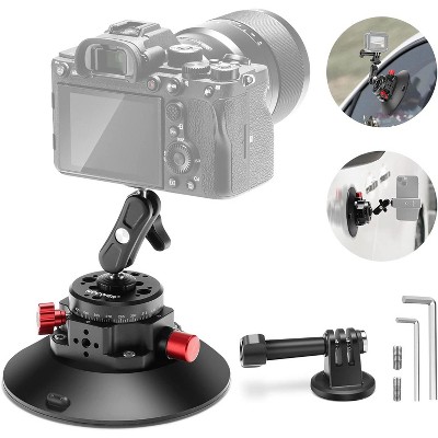 MaseiKar 6" Camera Suction Cup Mount with Ball Head Magic Arm, Metal Suction Cup Mount on Car Windshield Dash for Camera/Action Camera/Phone Holder