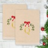 Linum Home Textiles Christmas MISTLETOE MONOGRAM - Embroidered Luxury 100% Turkish Cotton Hand Towels (Set of 2) - 2 of 3