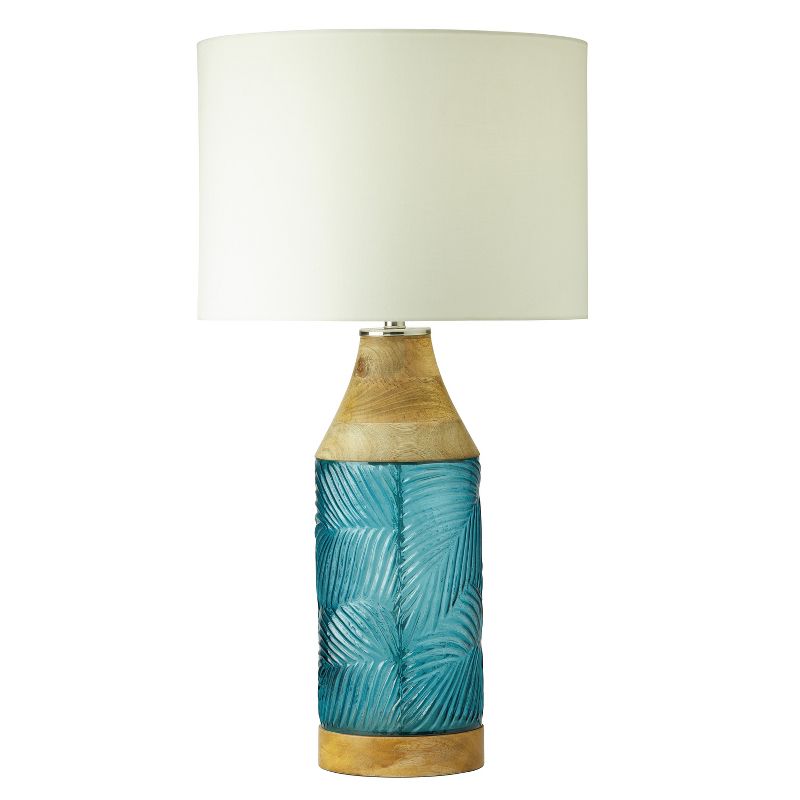River of Goods 26&#34; Ronin Glass and Mango Wood Table Lamp Blue, 1 of 10
