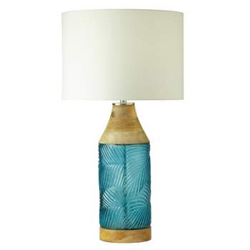 River of Goods 26" Ronin Glass and Mango Wood Table Lamp Blue