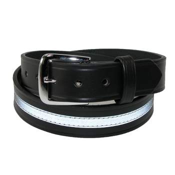 Boston Leather Men's Leather Work Belt with Reflective Safety Stripe