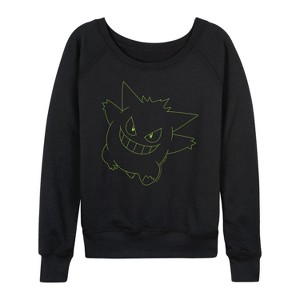 Women's - Pokémon - Gengar Big Face Lightweight French Terry Wide Neck Long Sleeve Shirt - 1 of 4