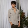 Campus Sutra Men Men's Ecru Beige Vertical Tactile Shirt - 3 of 4