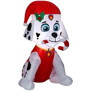 Gemmy Christmas Airblown Inflatable Marshall Fire dog w/candy cane, 3 ft Tall, Red - 1 of 3