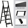 Syemin Ladders 5-Step Ladder Folding Stool with Anti Slip Pedals, Lightweight Folding Ladder, Multi-purpose Steel Ladder, Black, 33.8"*33.8"*63.38" - 4 of 4