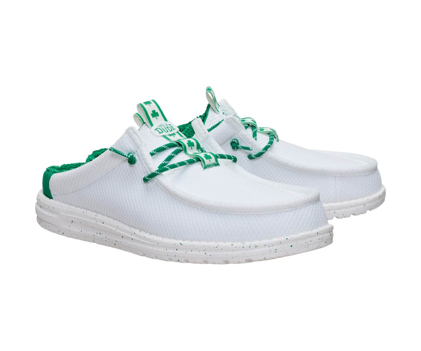 HEYDUDE Men Wally Slip Shamrock, White/Green, 10, цвет: Белый — фото 2