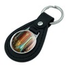 Guitars Electric Acoustic Rock And Roll Wood Paneling Black Leather Keychain - 2 of 3