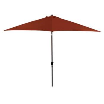 11' x 11' Aluminum Market Polyester Umbrella with Crank Lift Brick - Astella