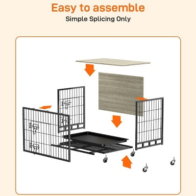 Dog Crate Furniture, 27.2" Small Dog Kennel Wooden Dog Crate with Pull-Out Tray