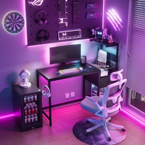 Hooseng Computer Desk, Gaming Desk with Power Outlet, Storage Shelves,and USB Ports Charging Station - 1 of 4