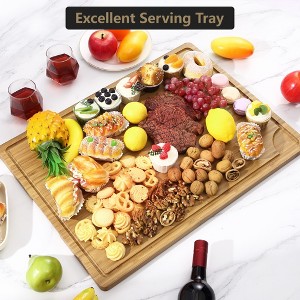 Large Bamboo Cutting Board, Wooden Cutting Board for Kitchen with Handles and Juice Groove, Chopping Board - 1 of 4