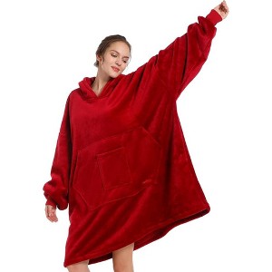 FAAYFIAN Oversized Blanket Hoodie Sweatshirt, Faux Shearlin Wearable Blanket with Sleeves & Giant Pocket, Comfy One Size Hoodie for Adults & Teens - 1 of 4