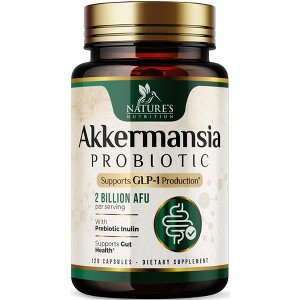 GLP-1 Akkermansia Probiotic Supplement for Women & Men, Akkermansia Muciniphila GLP 1 Probiotics with Prebiotic -120 Capsules - 1 of 4
