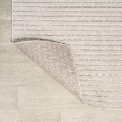 Aarhus Ivory Synthetic Striped 3' x 5' Indoor/Outdoor Rug