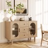 Coucheta 47" Modern Farmhouse Buffet Cabinet with Fluted Glass Doors, 3 Drawers & Adjustable Shelves, Sideboard for Kitchen, Dining Room, Living Room - 3 of 4