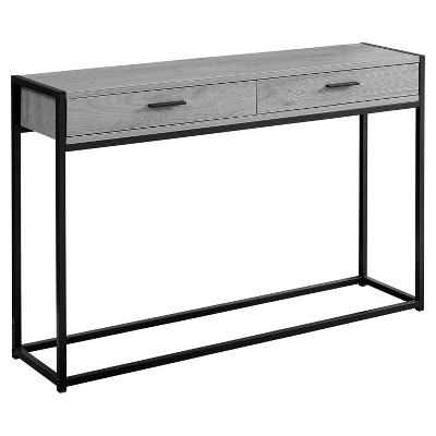 Monarch Specialties Accent Table Console Entryway Narrow Sofa Storage Drawer Living Room Bedroom Grey Laminate Black Metal Contemporary Modern