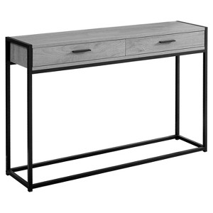 Monarch Specialties Accent Table Console Entryway Narrow Sofa Storage Drawer Living Room Bedroom Grey Laminate Black Metal Contemporary Modern - 1 of 4