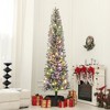 HOMCOM 9 ft Pre-Lit Pencil Christmas Tree, Artificial Flocked Xmas Tree with 310 Dual Color LED Lights, 895 Tips and Metal Stand, Green - 3 of 4