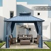 10x10 FT Metal Patio Gazebo,Aluminum Canopy with Double Sloping Roof,Permanent Outdoor Garden Hardtop Gazebo with Screen Curtains-Coolbibila - 2 of 4