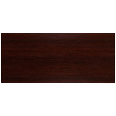 Mahogany and Black Steel Industrial Office Desk with Laminate Top