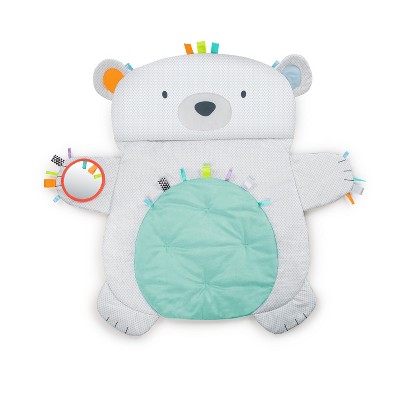 Gray Polar Bear Tummy Time Play Mat with Support Pillow